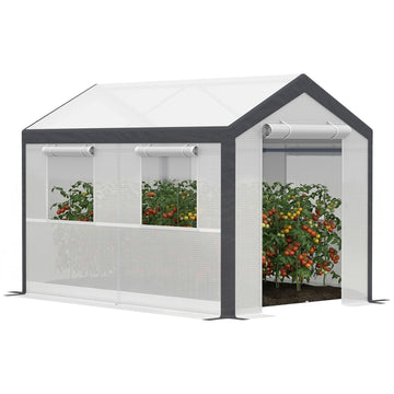 6.6' x 10' x 7' Heavy Duty Walk-In Greenhouse Vegetable Seed Growth Tent Outdoor Plant Growing Tunnel Warm House Flower Shed Backyard, White