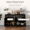 Kitchen Sideboard Cabinet with 2 Drawers, 4 Barn Doors and 2 Adjustable Shelves, Buffet Table for Living Room, Black