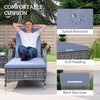 3 Pieces Wicker Patio Lounger Set with Table, PE Rattan Outdoor Lounge Chair Set with Cushions, Wheels, 5-Level Reclining Backrest, Headrest