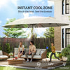 15' Outdoor Patio Umbrella with Twin Canopy Sunshade Steel Table Umbrella w/ Lift Crank, Cross base, Sandbag, Cream