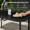 4 Piece Patio Furniture Set, Outdoor Conversation Set with 2 Loveseats, 2 Armchairs, Glass-Top Table, Black