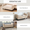 50 Inches Storage Ottoman, Upholstered Bedroom Bench with Rolled Arms and Button Tufted Storage, Beige