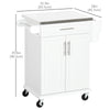 Kitchen Island with Stainless Steel Top, Rolling Kitchen Cart on Wheels with Storage Drawer, Cabinet, Towel Rack and Spice Rack (Black)