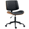 Office Chair No Arms with Wheels, PU Leather Desk Chair with Adjustable Height, Swivel Wheels for Office, Black