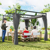 10' x 10' Outdoor Gazebo, Retractable Pergola Canopy with Curtains, UPF30+ Free Standing Metal Pergola Kit