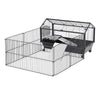 Guinea Pig Cage with Foldable Detachable Playpen, Rolling Rabbit Chinchilla Hedgehog Bunny Cage Small Animal Habitat with Water Bottle, Hay Feeder, 34.5