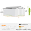 11' x 13'Garden Storage Shed w/ Foundation Kit Metal Tool Storage House w/ Double Doors, Green
