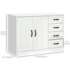 Modern Sideboard Buffet Cabinet with Drawers and Beadboard Door Cupboard Kitchen Storage Cabinet
