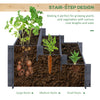 3-Tier Wood Raised Garden Bed, Elevated Planting Box, Outdoor Vegetable Flower Container, Herb Garden Indoor Kit, Gray