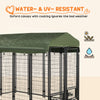 Outdoor Dog Kennel, Lockable Pet Playpen Crate, Welded Wire Steel Fence, Rotating Bowl Holders