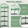 Portable Greenhouse, Outdoor Hot House Plant Flower Greenhouse with 4 Tier Shelves, Steel Frame, PE Cover, Dark Green