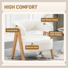 Sherpa Fleece Accent Chair, Upholstered Armchair with Solid Wood Legs and Steel Frame for Living Room, Light Brown