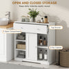 Bathroom Floor Cabinet, Freestanding Bathroom Cabinet with Drawer, Door, Open Shelves, White