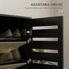 Shoe Storage Cabinet, Shoe Cabinet with 2 Slatted Doors for 15 Pairs of Shoes, Black