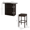 5 Pieces Patio Bar Set, Outdoor PE Rattan Wicker High Top Outdoor Table and Chairs Outdoor Bar Set with Tempered Glass Top Bar Table and Shelves, 4 Bar Chairs, Dark