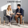 Modern 2 Seat Sofa for Bedroom, Upholstered Two Seater Couch with Rubber Wood Legs, Grey