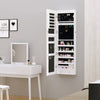 Mirror Jewelry Cabinet Armoire with LED Lights and 2 Keys, Wall Door Mounted Jewelry Organizer, Lockable Full-length Mirror, Wood Grain Grey