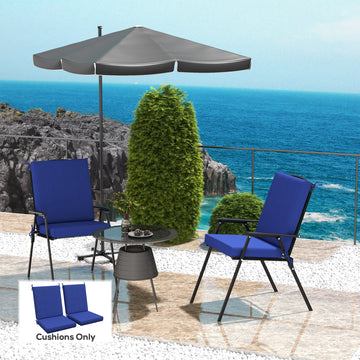 Outdoor Cushions Set of 2 for Dining Chairs, Outdoor Seat Cushions with Back, Fade-Resistant Yarn-Dyed Polyester, Navy