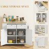 Kitchen Island with Power Outlet and Drop Leaf, Rolling Kitchen Cart with 2 Drawers and Adjustable Shelves