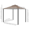 10' x 10' Double Tier Garden Gazebo Canopy Outdoor Sunshade Tent Water-Resistant Anti-UV Roof with Metal Frame and Mesh Sidewalls