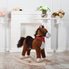 Qaba Kids Plush Rocking Horse Child Ride On Toy Rocker with Realistic Sounds Coffee