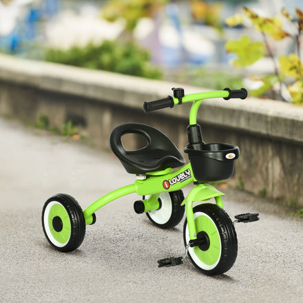Tricycle for Toddler 2-5 Year Old Girls and Boys, Toddler Bike with Adjustable Seat, Basket, Bell, Green