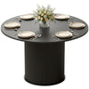 Round Dining Table for 4-6, 47 Inch Kitchen Table with Fluted Pedestal Base, for Kitchen Living Room Dining Room, Black