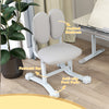 Qaba Kids Desk and Chair Set with Tilt Desktop, Adjustable Height, Drawer and Shelves for Boys Girls Ages 3-12, Grey