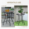 Mosaic Patio Table, Round Coffee Table with Metal Frame, Garden Furniture for Outdoor, Poolside, Black