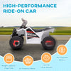 6V Quad Kids Electric Car with Wear-resistant Wheels, for Boys and Girls Aged 18-36 Months, White