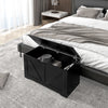 31.5 Inches Storage Chest, Storage Trunk with 2 Safety Hinges for Living Room, Black Wood Grain