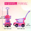 3 in 1 Kid Ride on Push Car Sliding Car, Ride on Toy for Boy Girl Toddlers 1-3 Years Old, with Horn Music Light Function Secure Bar, Pink