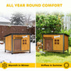 Outdoor Dog House with Anti-Chewing Steel Frame, Openable Roof, Removable Floor, Door Curtain, Yellow
