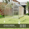 Greenhouse Garden, Green House, Outdoor Greenhouse Kit, PC Board with Sliding Door, 6.2' x 6.3' x 6.6', Silver