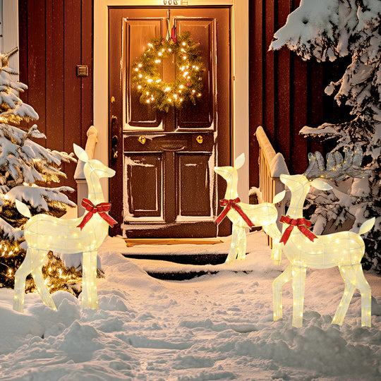 3 Piece Lighted Christmas Reindeer Family, 55