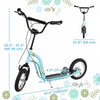 Dual Brakes Kick Scooter 12-Inch Inflatable Front Wheel Ride On Toy for Age 5+, Blue