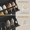 Slim Shoe Cabinet with 3 Flip Drawers and Adjustable Shelves, Narrow Shoe Cabinet for 15 Pairs of Shoes, Black