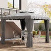 10' x 10' Deck Gazebo with Curtains & Mesh Screen Drapes, Double Roof Canopy Polyester Shade for Backyard Garden
