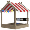Outdoor Wooden Sandbox with Cover for 3-7 Years Old, Backyard, Grey