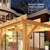 6.6' x 6.6' Wood Pergola, Outdoor Gazebo Grape Trellis with Stable Structure for Climbing Plant Support, Dark Brown