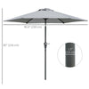 Patio Sun Umbrella, Outdoor Parasol with 6 Ribs, Light Grey