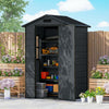 4' x 3' Plastic Garden Shed with Floor, Outdoor Small Shed with Lockable Door, Window and Vent, Dark Grey