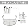 Adjustable Balcony Hanging Railing Table, Metal Mounting Mini Wall Desk Storage Rack, Outdoor Flower Stand Serving Table Half Round, White