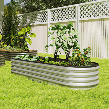 Galvanized Raised Garden Bed, 6 x 2 x 1 ft Modular Metal Garden Beds with Rubber Strip Edging, Silver