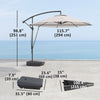 10FT Cantilever Umbrella with Fillable Base, Wind Strap and Cover, Offset Hanging Umbrella with Crank, Cream White