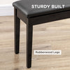 Classic Piano Bench Stool, PU Leather Padded Keyboard Seat with Rubber Wood Legs and Music Storage Compartment, Smooth Seat, Black