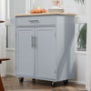 Rolling Kitchen Island Cart with Wood Top, Enough Storage Drawer Space with Towel Bar Rack Shelves, Portable Kitchen Utility Serving Cart Trolley on Wheels (Grey)