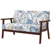 Compact Loveseat Sofa Couch Linen Fabric Double Seat Sofa with Rubber Wood Legs