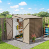 4.6' x 9' Steel Outdoor Storage Shed, Lean to Shed, Metal Tool House with Foundation Kit, Lockable Doors, Gloves and 2 Air Vents for Backyard, Patio, Lawn, Brown