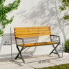 Outdoor Garden Bench, Patio Bench with Backrest and Armrests, 2-Person Garden Seating
